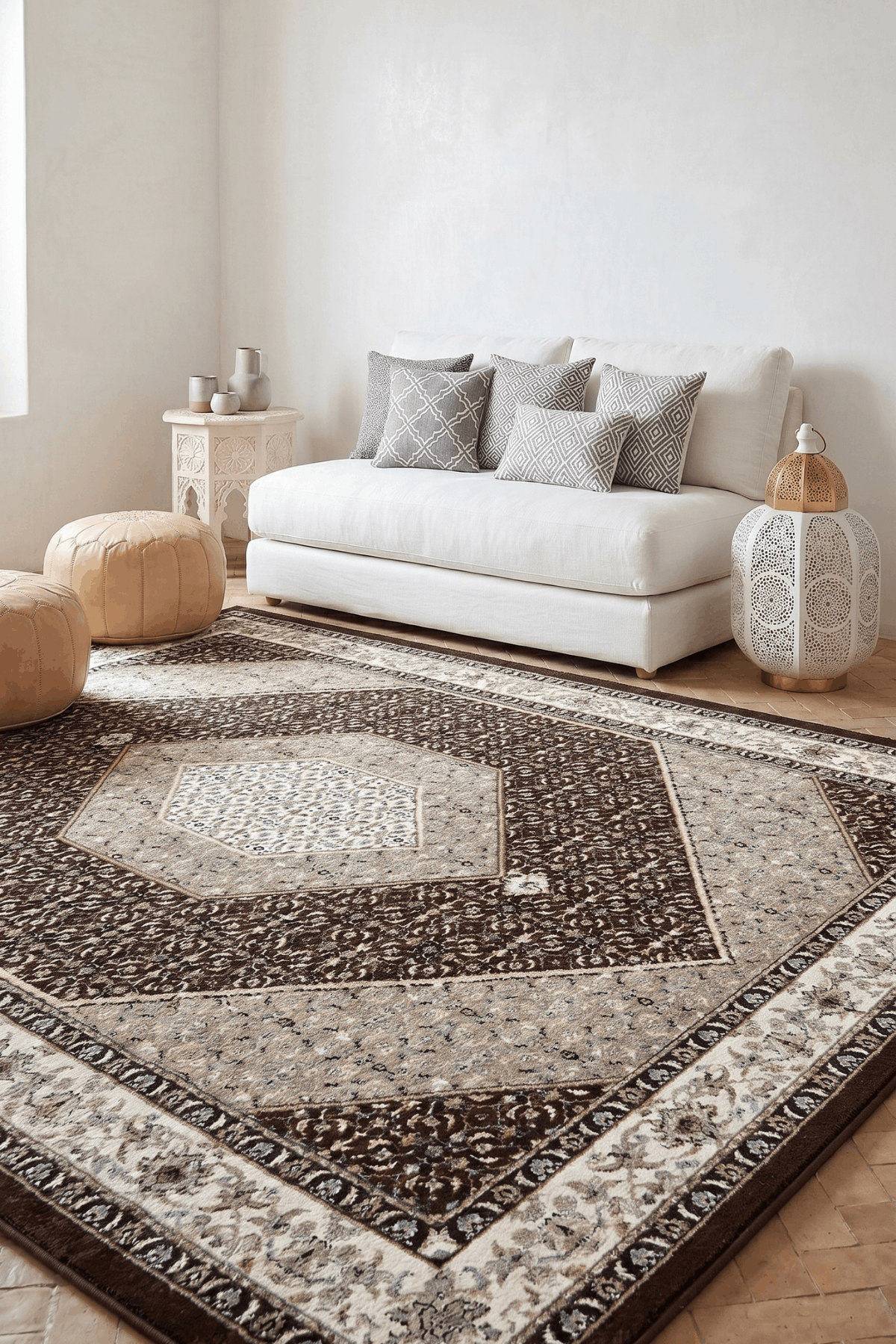 Washable Printed Azem Rug - Ornate Heritage Style