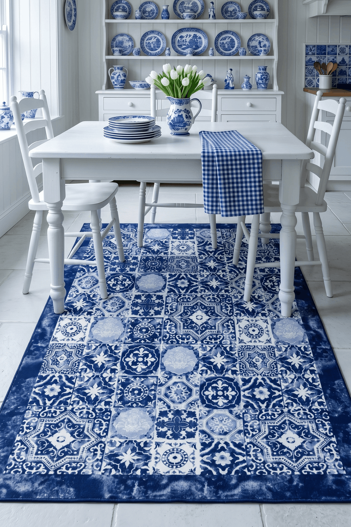 Washable Printed Zümre Rug - Mediterranean Mosaic Style