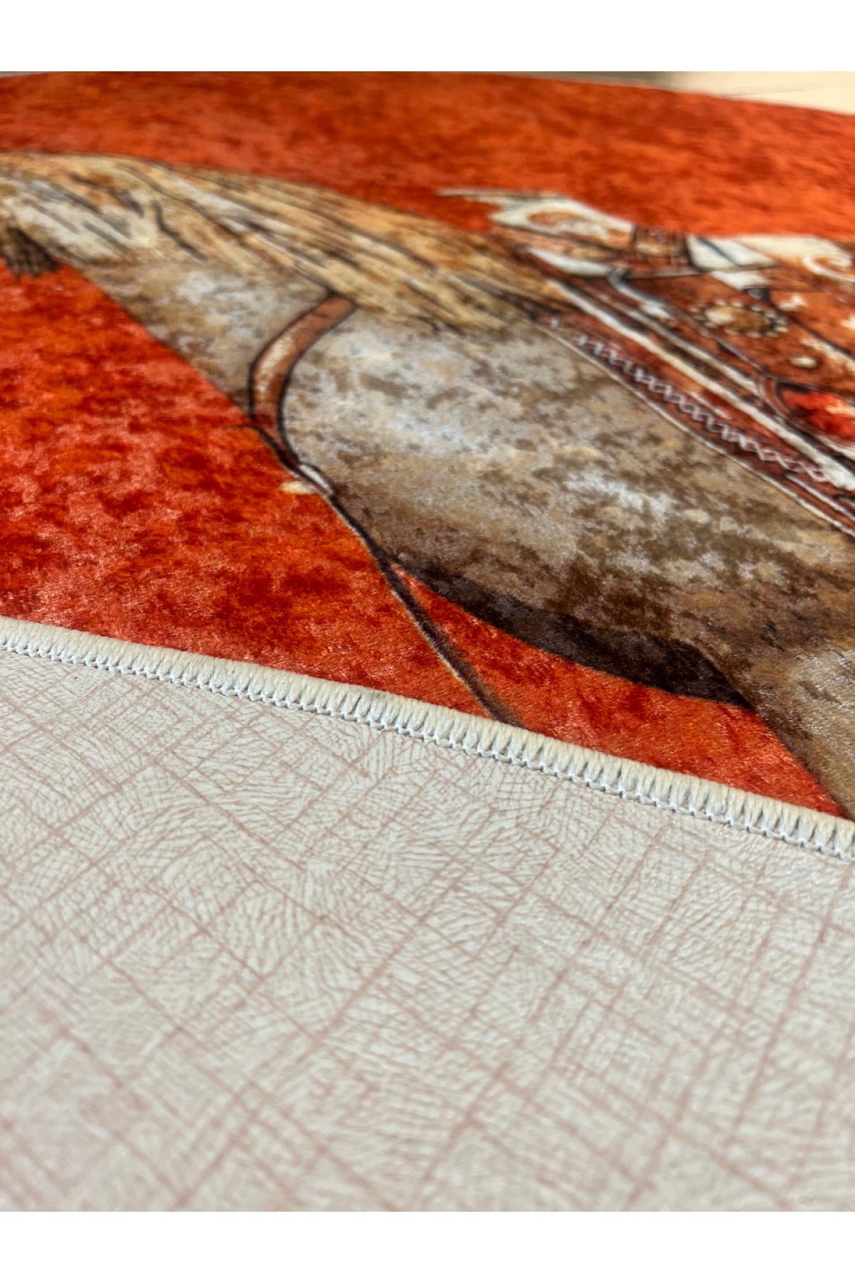 Horse Pattern Latex-Backed Round Rug