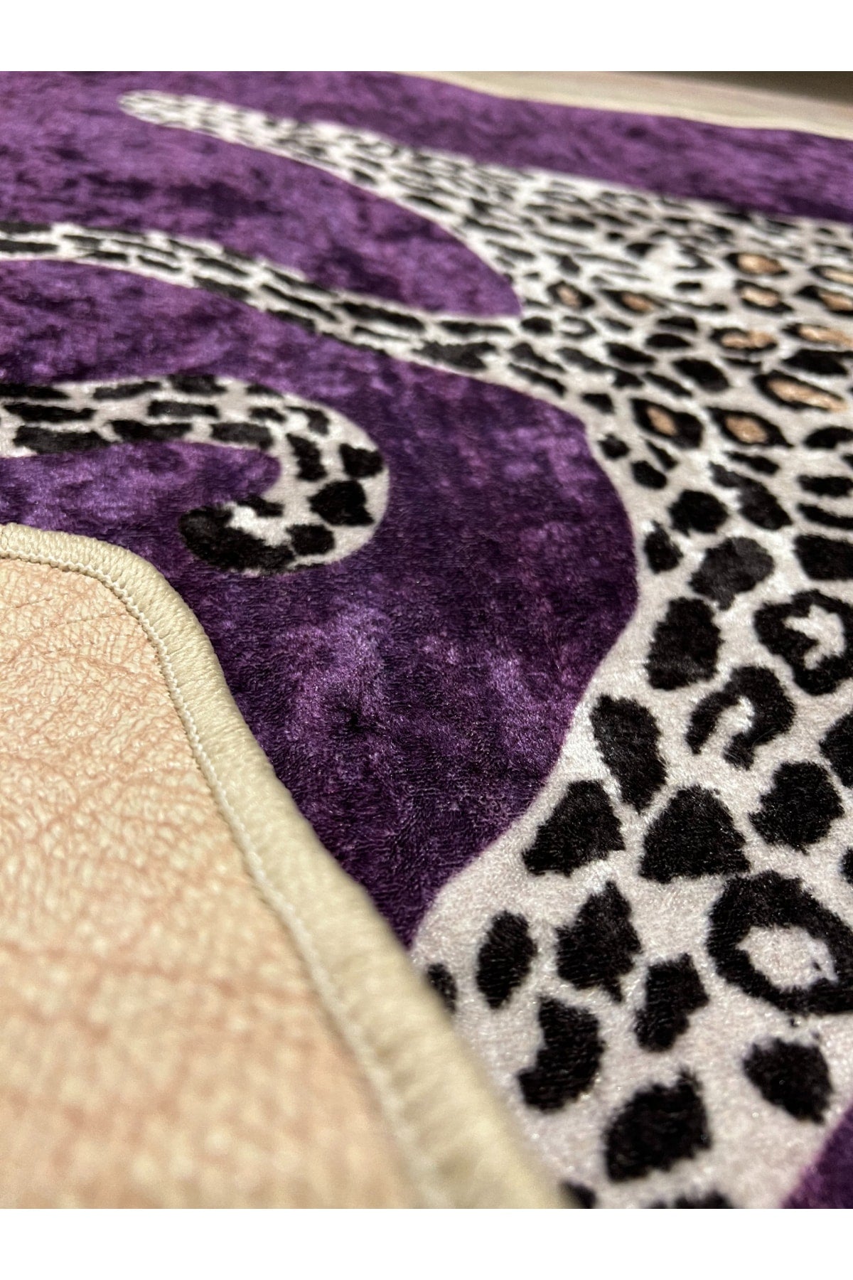 Leopard Pattern Washable 60x100 Single Bath Mat - Purple
