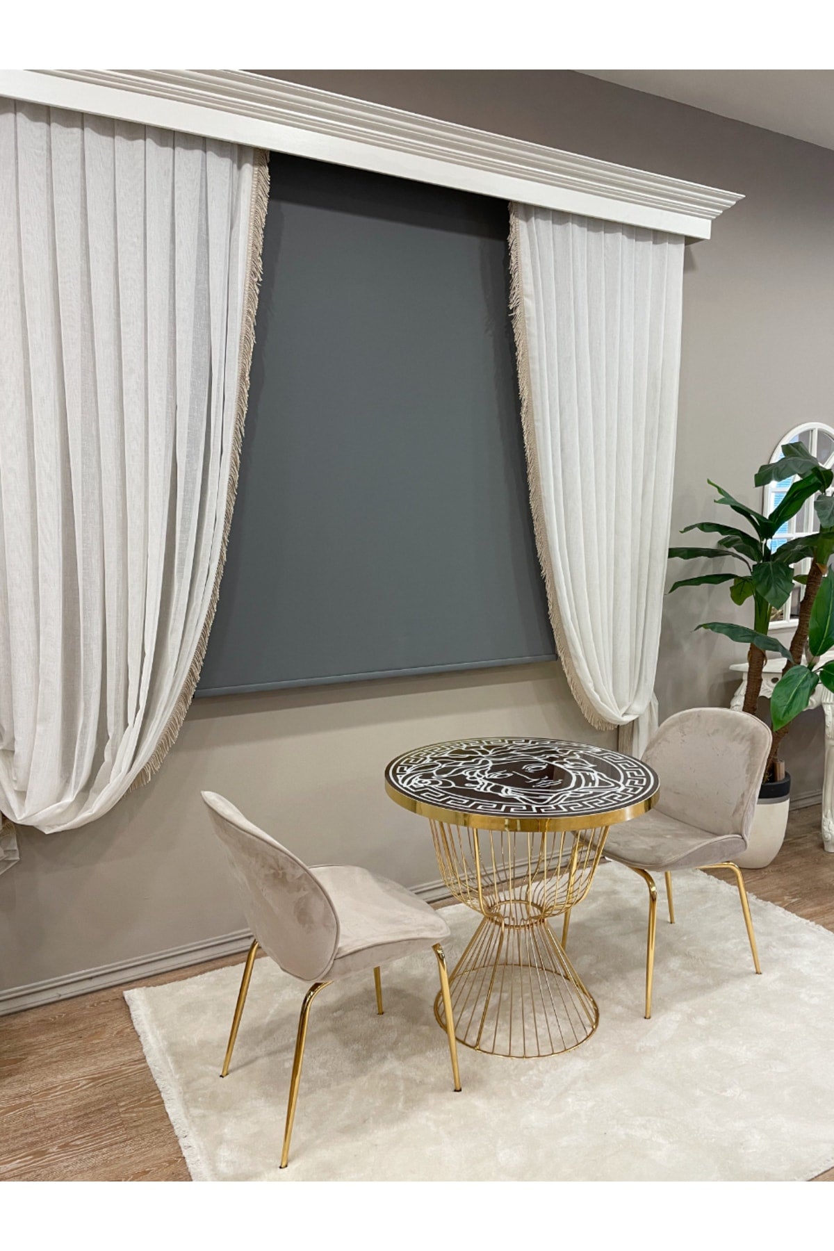 Matte Dark Gray (ANTHRACITE) Roller Blind Heavy Fabric Aluminum Housing Tube