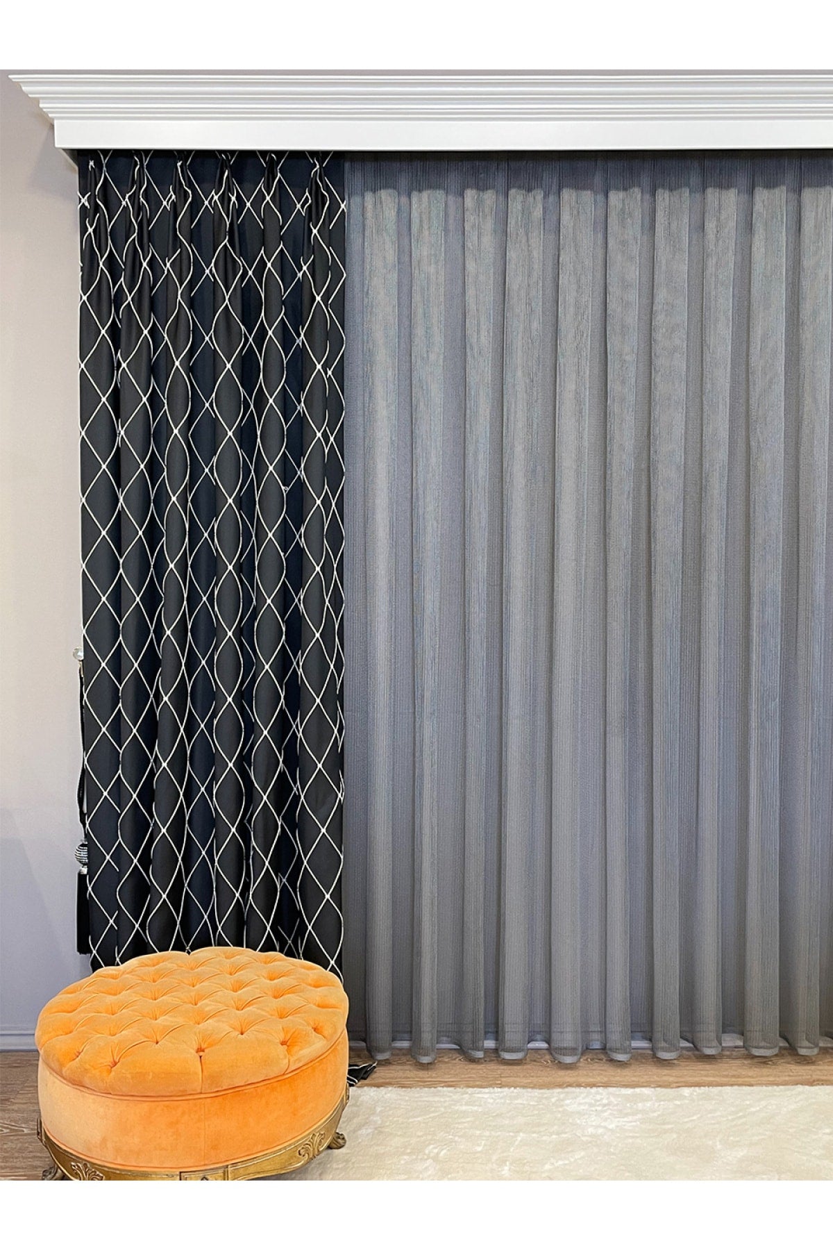 Modern Textured Knit 1/2.5 Pleat - Light Gray Sheer Curtain