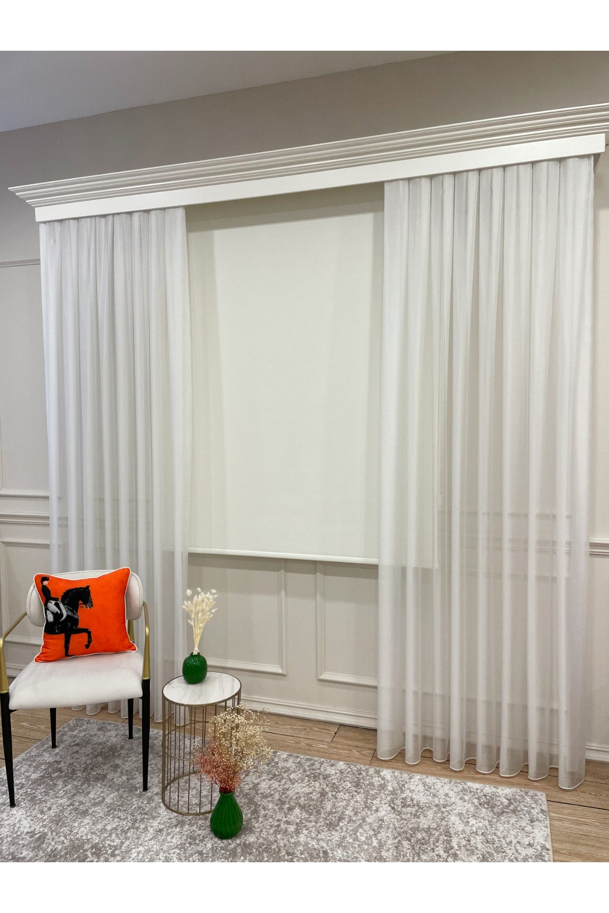 Cream Color Linen-Look Thick Fabric Roller Shade Modern Curtain