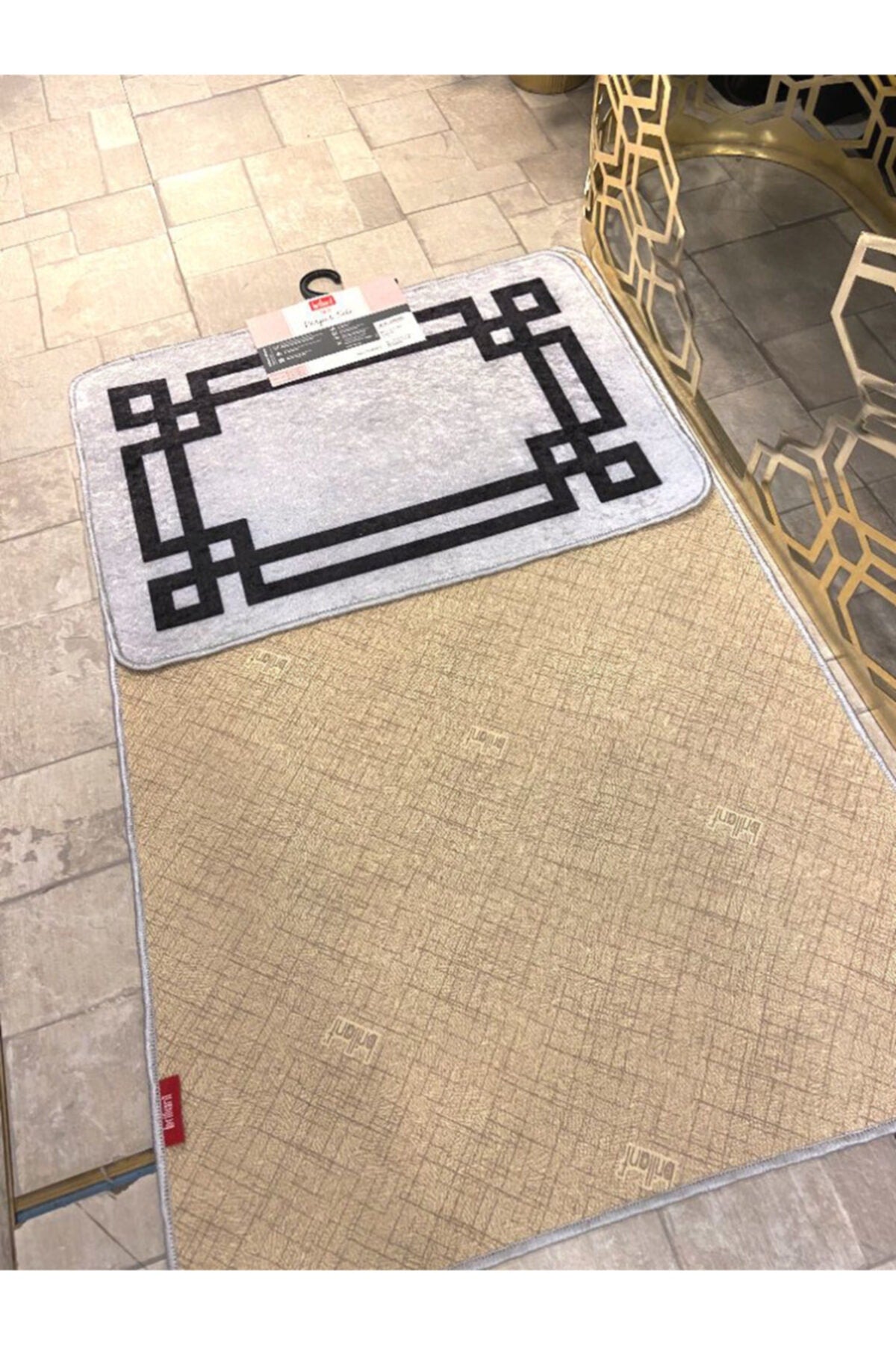 Latex Base (60X100 - 60X50) Double Bath Mat Set - MINK BROWN