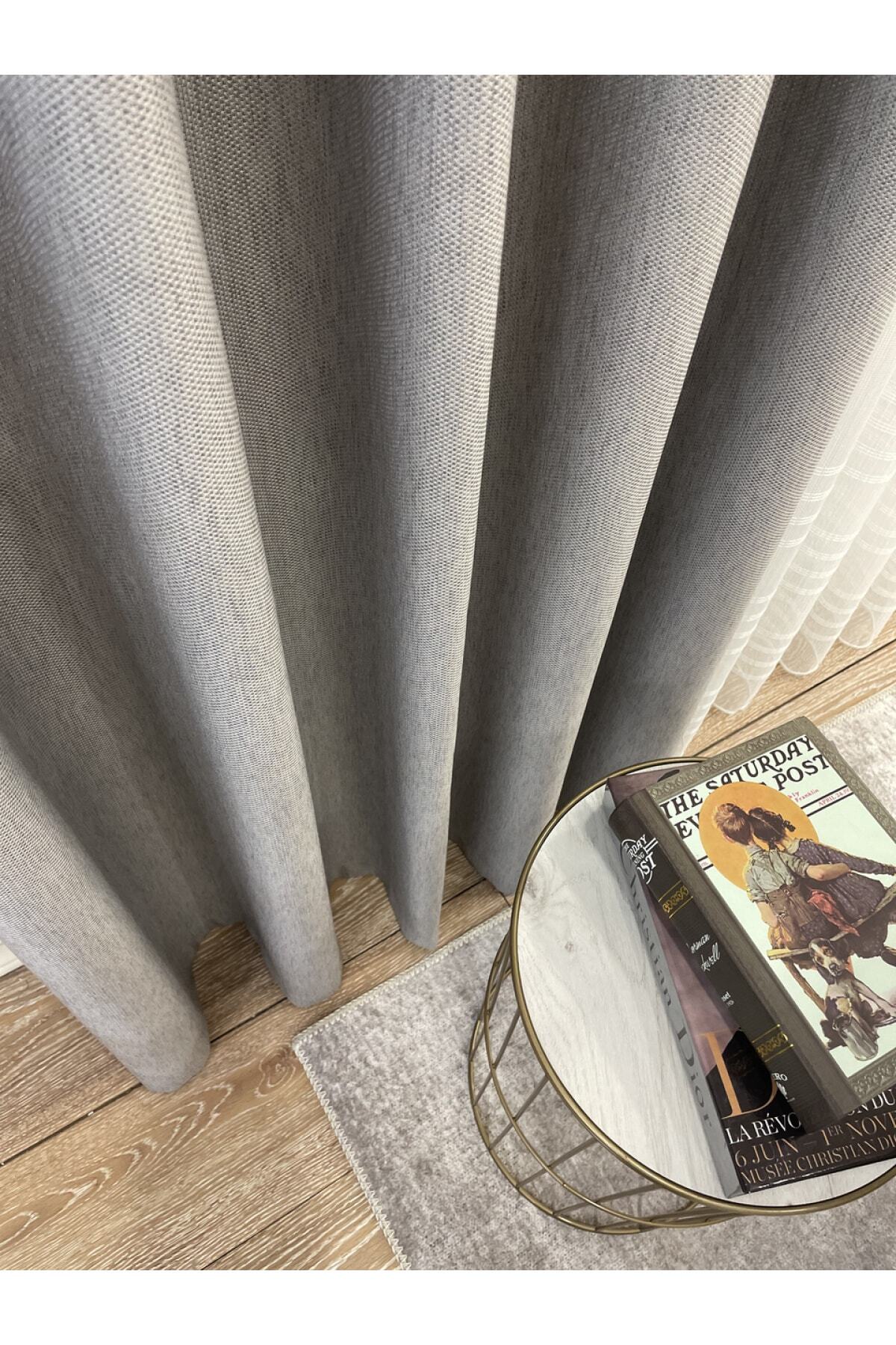 Jacquard Pattern on Blackout 1/2.50 Standard Pleated Blackout Curtain Dark Gray - Smoke