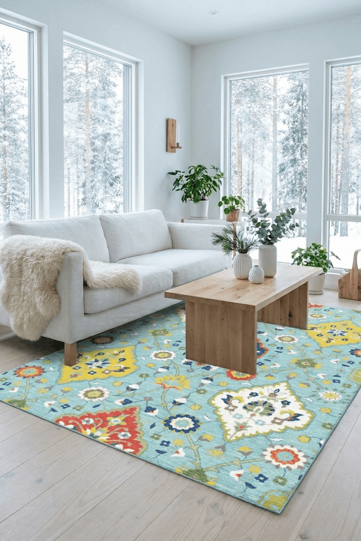 Washable Printed Paletta Rug - Boho Floral Medallion