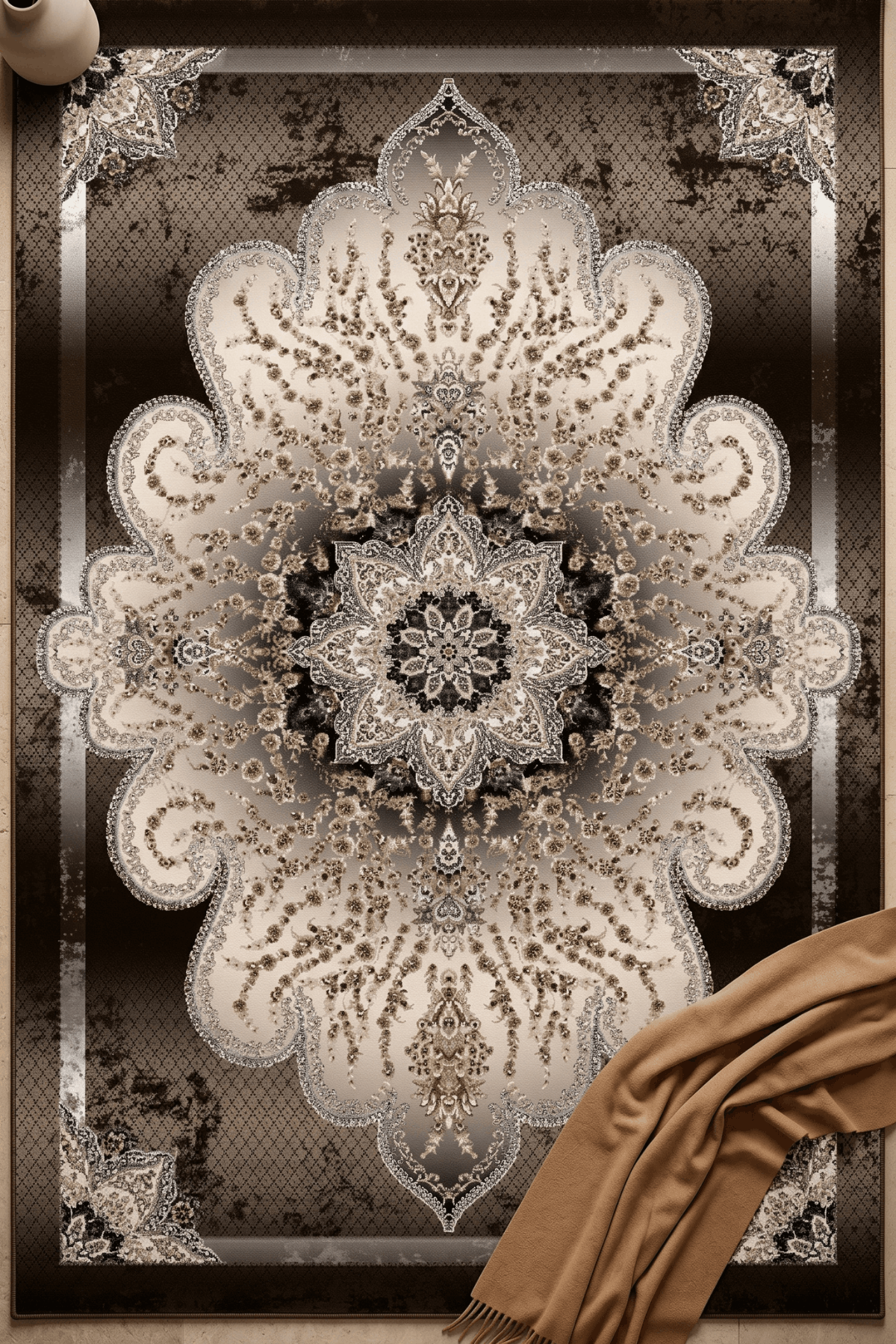 Washable Printed Oriental Luiza Rug - Vintage Distressed