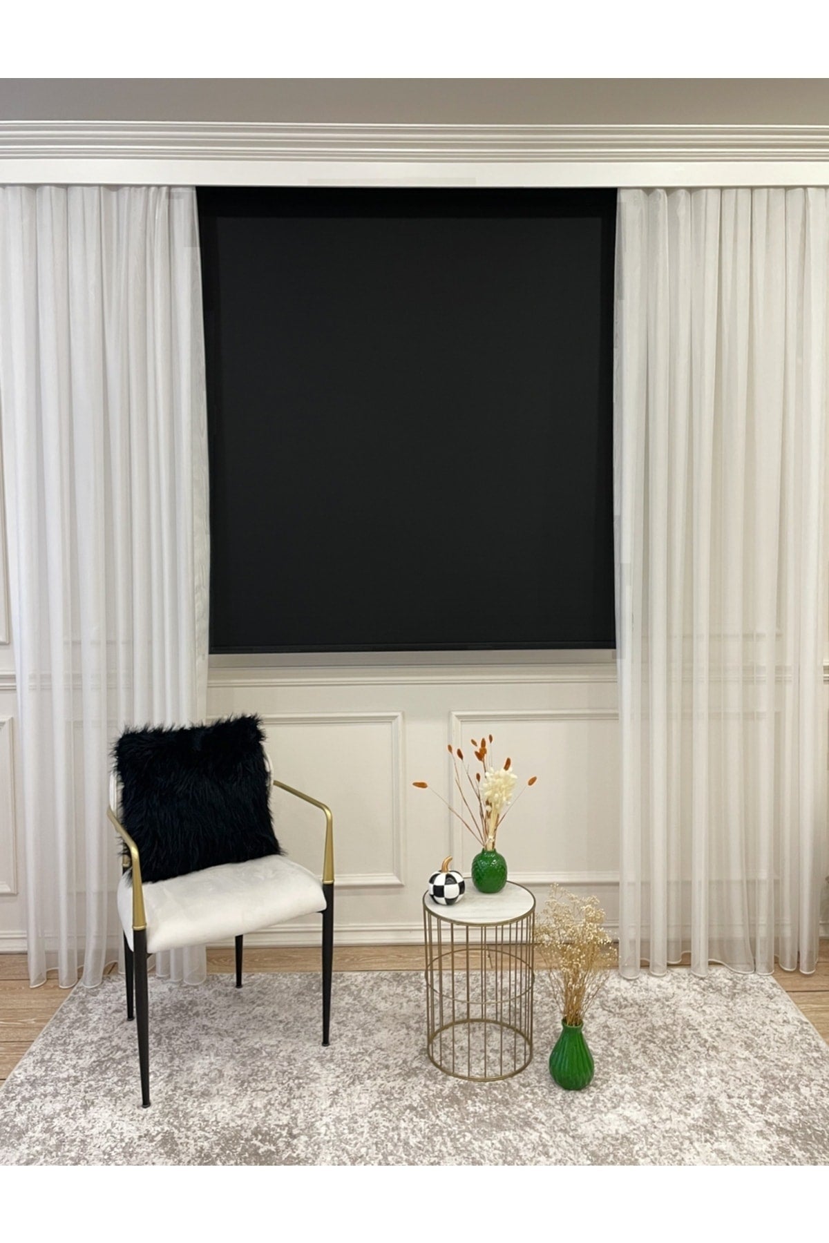 Cream Color Linen-Look Thick Fabric Roller Shade Modern Curtain