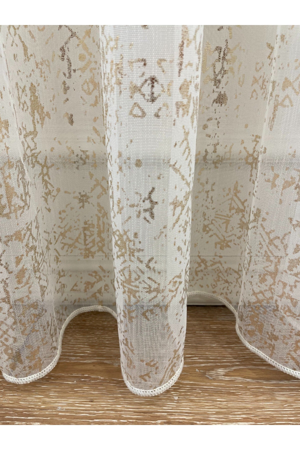 Modern Gold Foil 1/2.5 Pleat - Gold Foiled Sheer Curtain