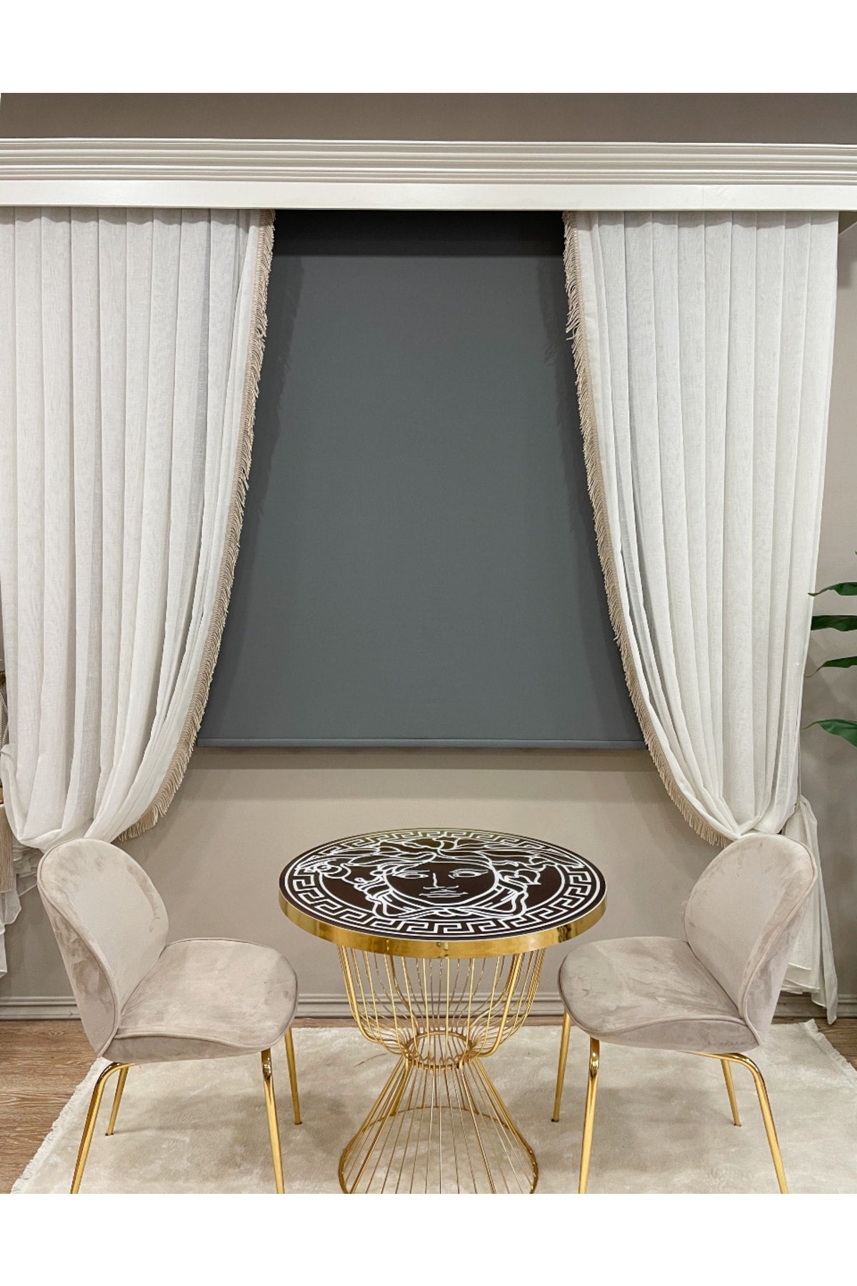 Matte Dark Gray (ANTHRACITE) Roller Blind Heavy Fabric Aluminum Housing Tube