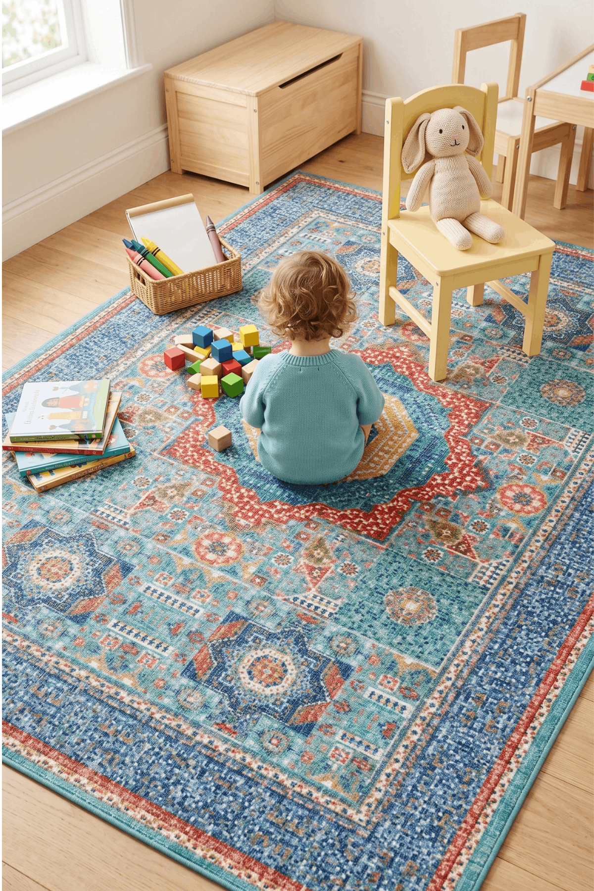 Washable Printed Maribor Rug - Vintage Patchwork Style