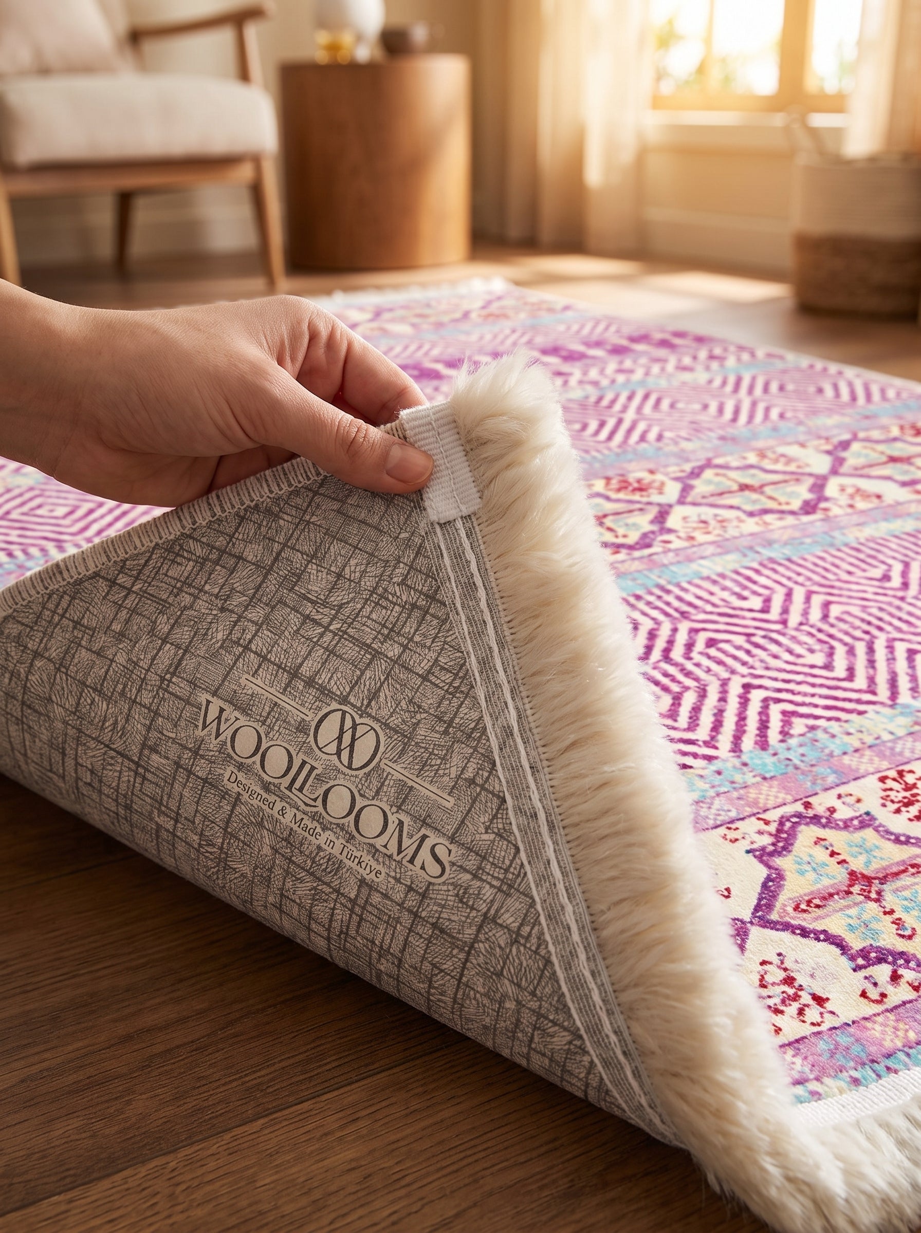 Washable Printed Burns Rug - Tribal Geometric Stripes