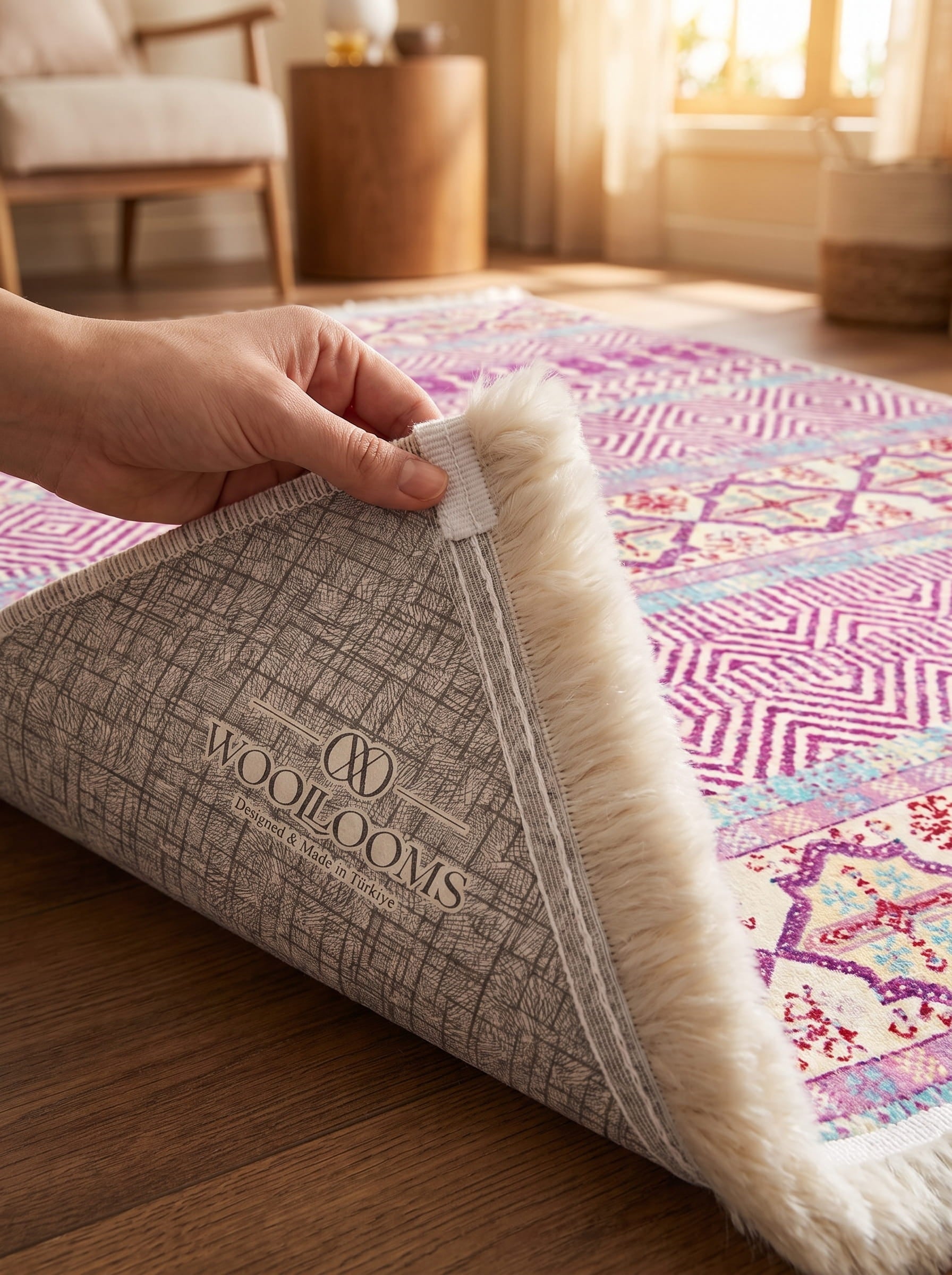 Washable Printed Burns Rug - Tribal Geometric Stripes