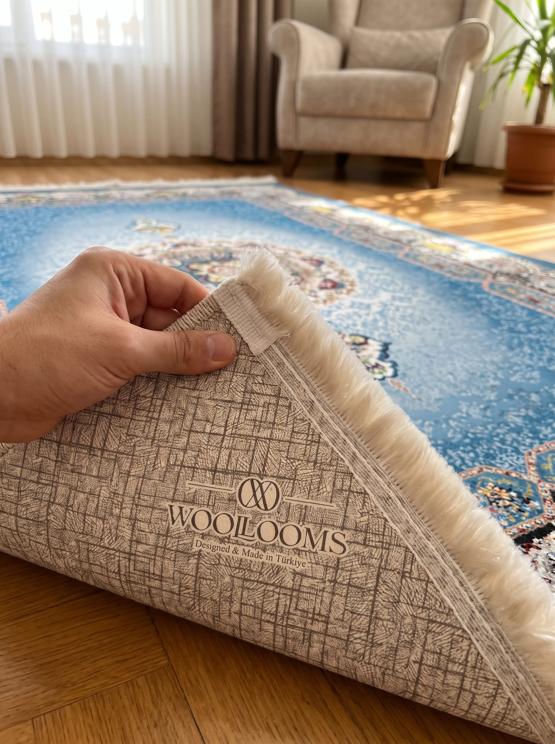 Washable Printed Sementa Rug - Traditional Medallion Style