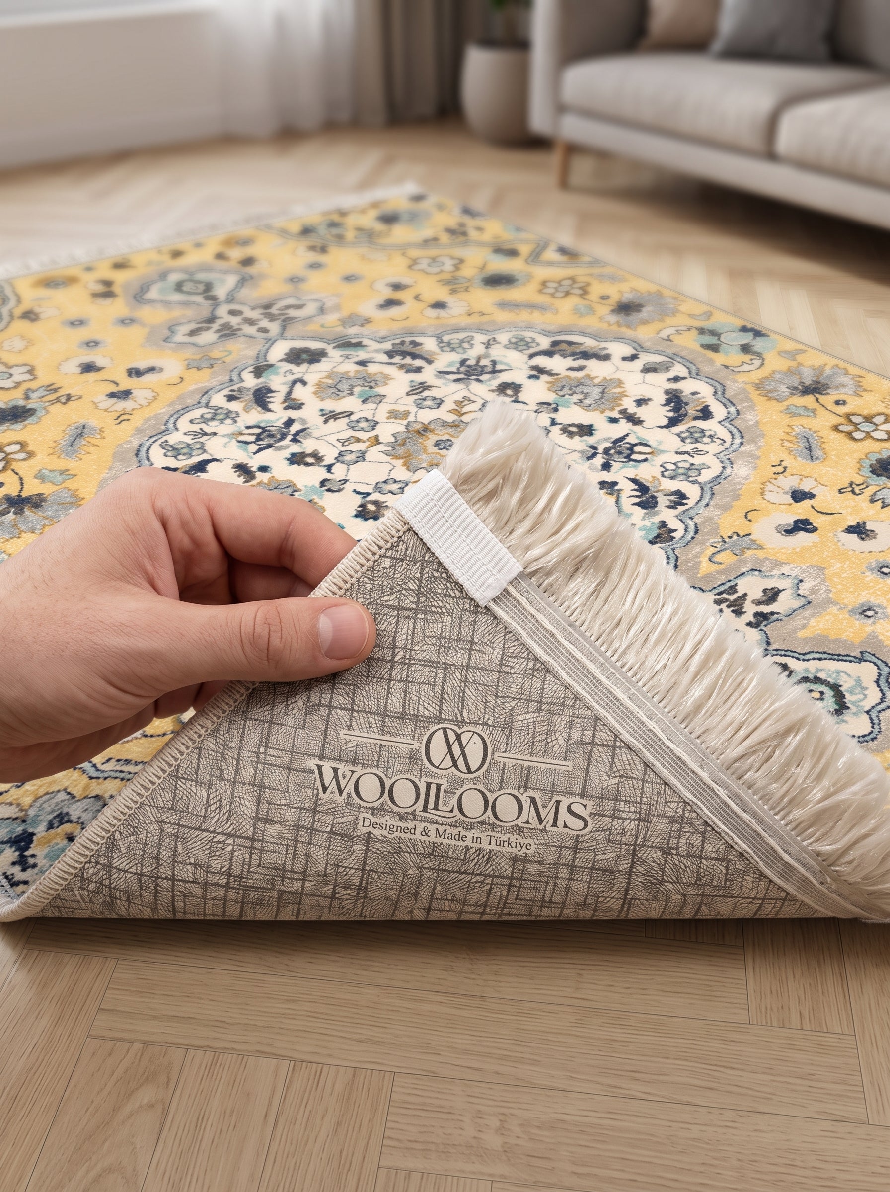 Washable Printed Chos Carpet - Elegant Botanical Heritage