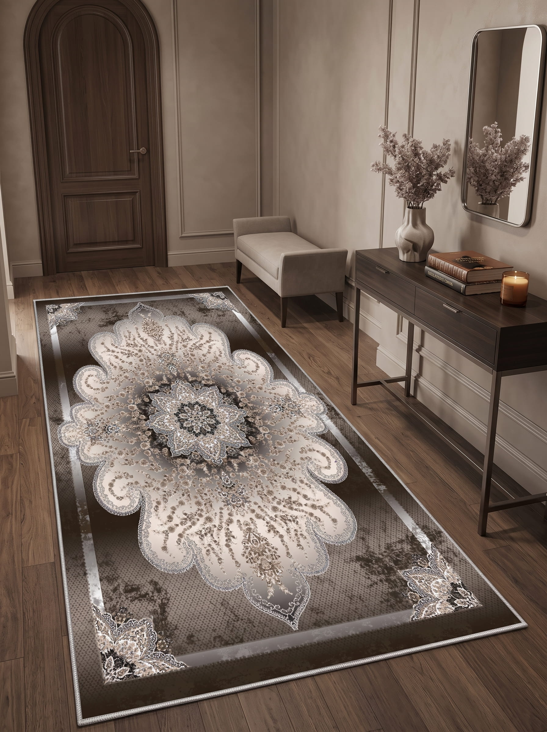 Luiza Washable Area Rug – Vintage Distressed – Brown