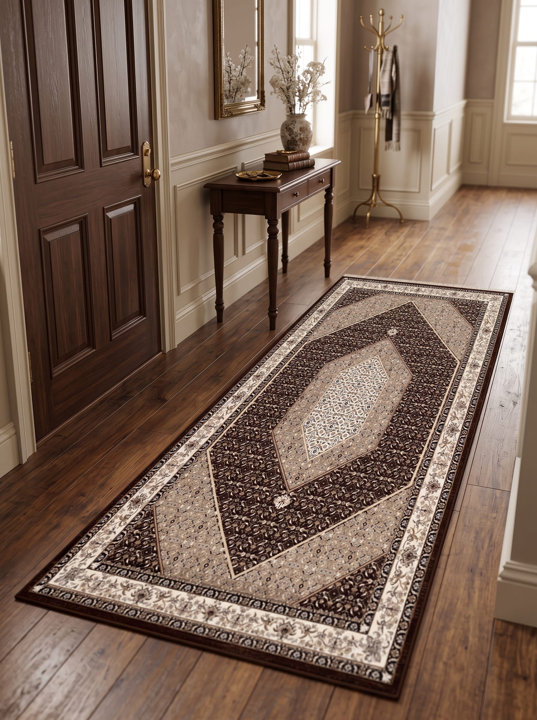 Washable Printed Azem Rug - Ornate Heritage Style