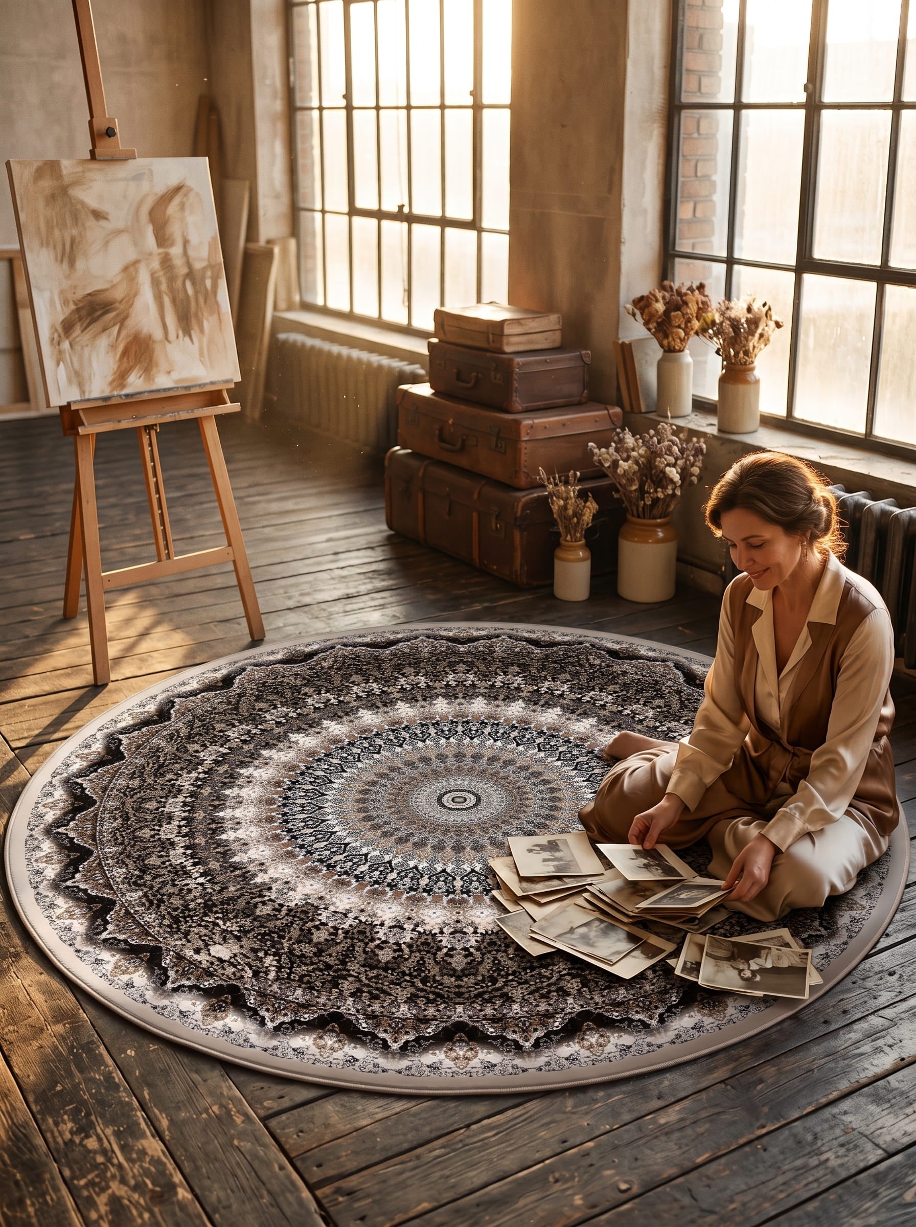 Washable Printed Turgutlu Rug - Intricate Star Medallion