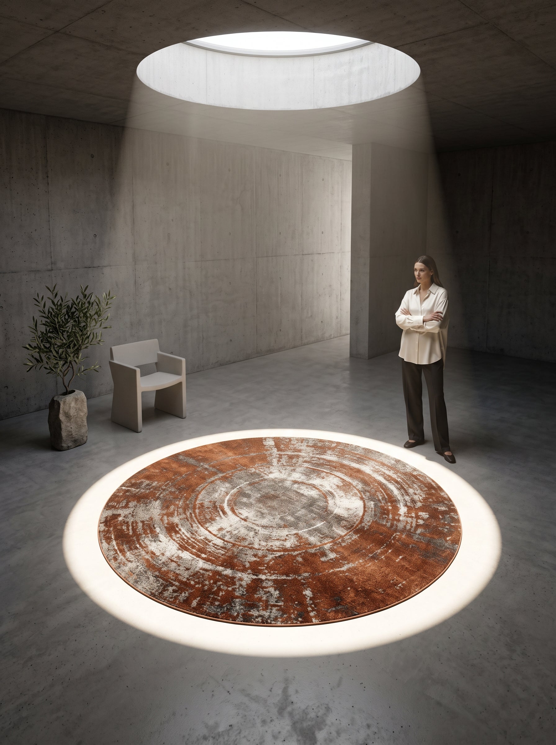 Washable Printed Magusa Rug - Modern Organic Circle Design
