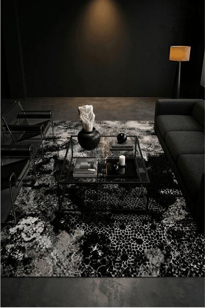 Washable Printed Widget Rug - Distressed Geometric Patchwork