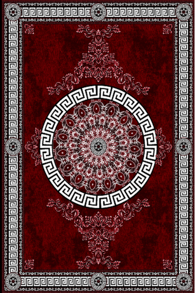 Washable Printed Falling Rug - Classic Greek Key Border