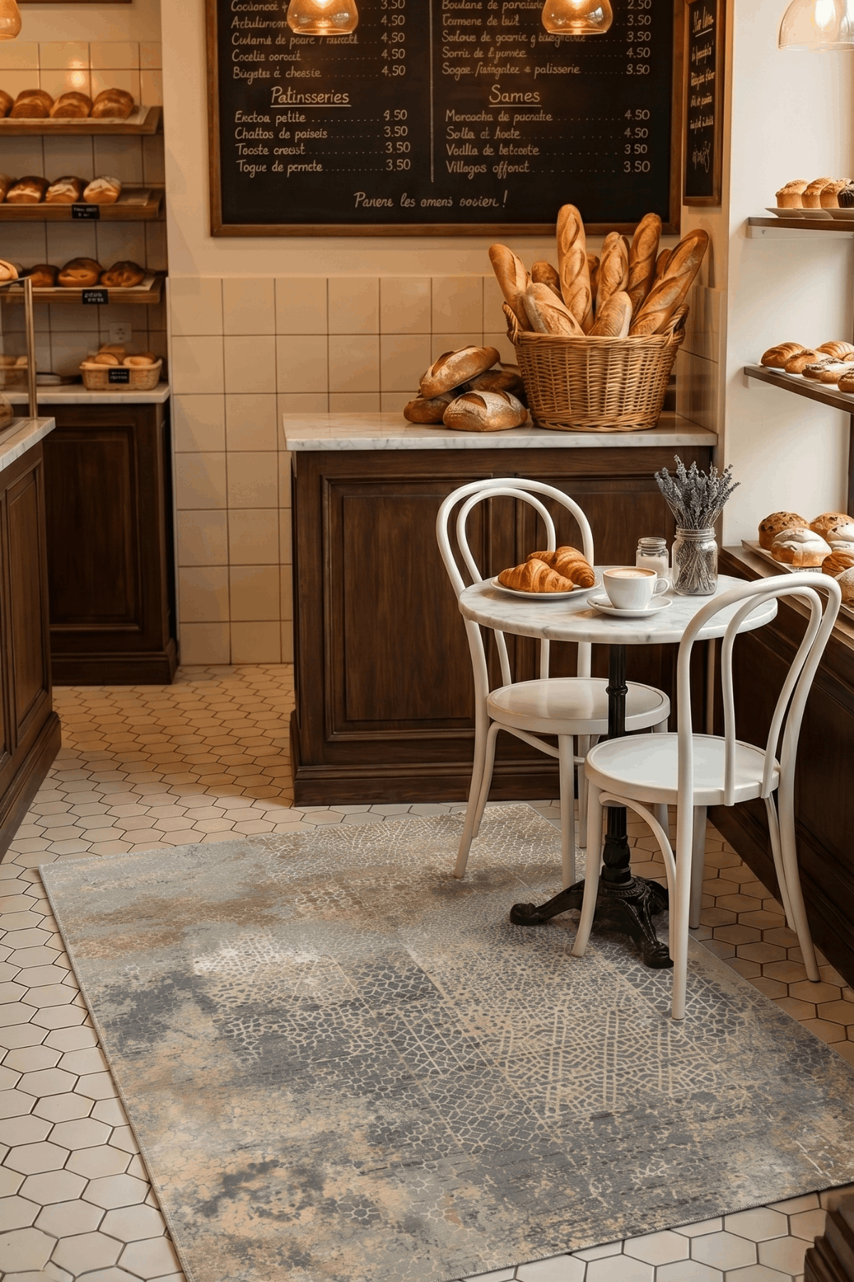Washable Printed Widget Rug - Distressed Geometric Patchwork