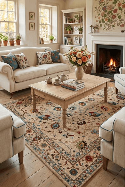 Washable Printed Colley Rug - Botanical Style