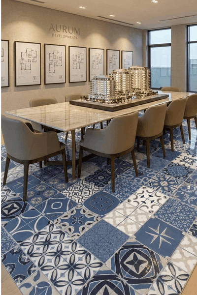 Washable Printed Livera Rug - Mediterranean Patchwork Style