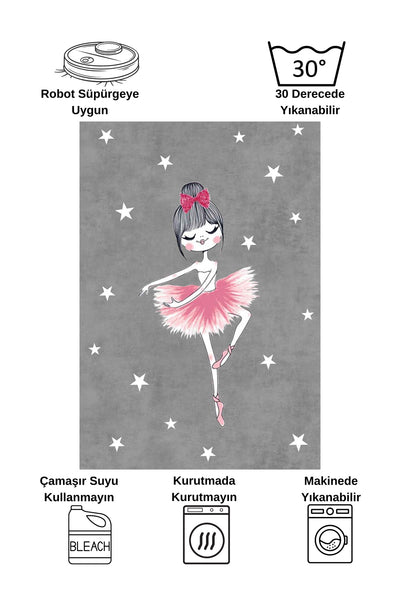 Ballerina Girl Latex Base Kids Rug