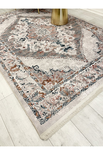 Gokbekli Damask Pattern Latex Base Living Room Rug