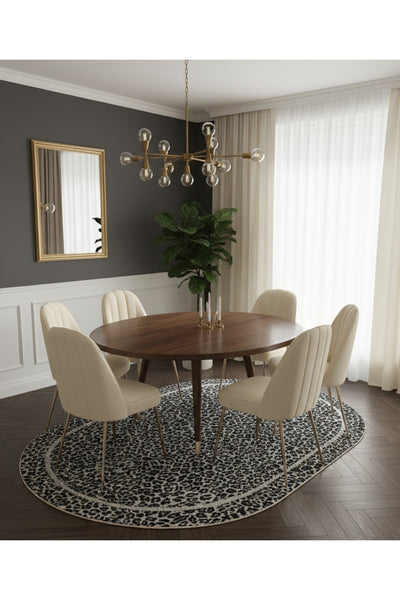 Leopard Pattern Oval Latex Leather Rug