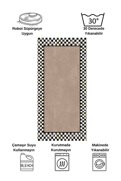 Checkered Non-Slip Base Washable Kitchen Runner Rug