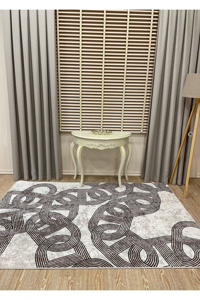 Hook Pattern Modern Design Latex-Backed Rug