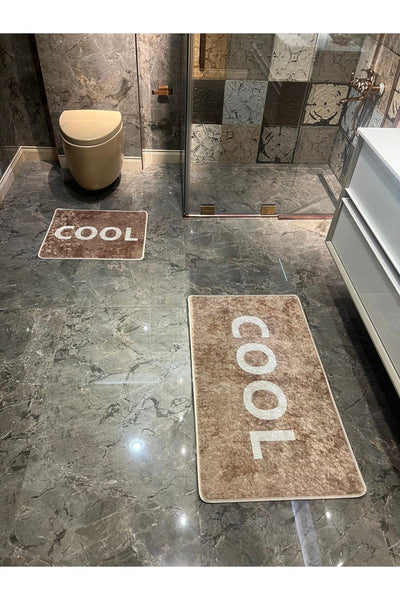 Cool Model 2'li Lateks Taban Banyo Paspas Takımı (60X100 - 60X50) - Kahverengi