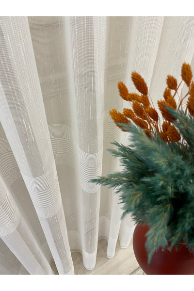 Modern Shantung 3-Row Banded 1/2.5 Pleat - Ecru Sheer Curtain