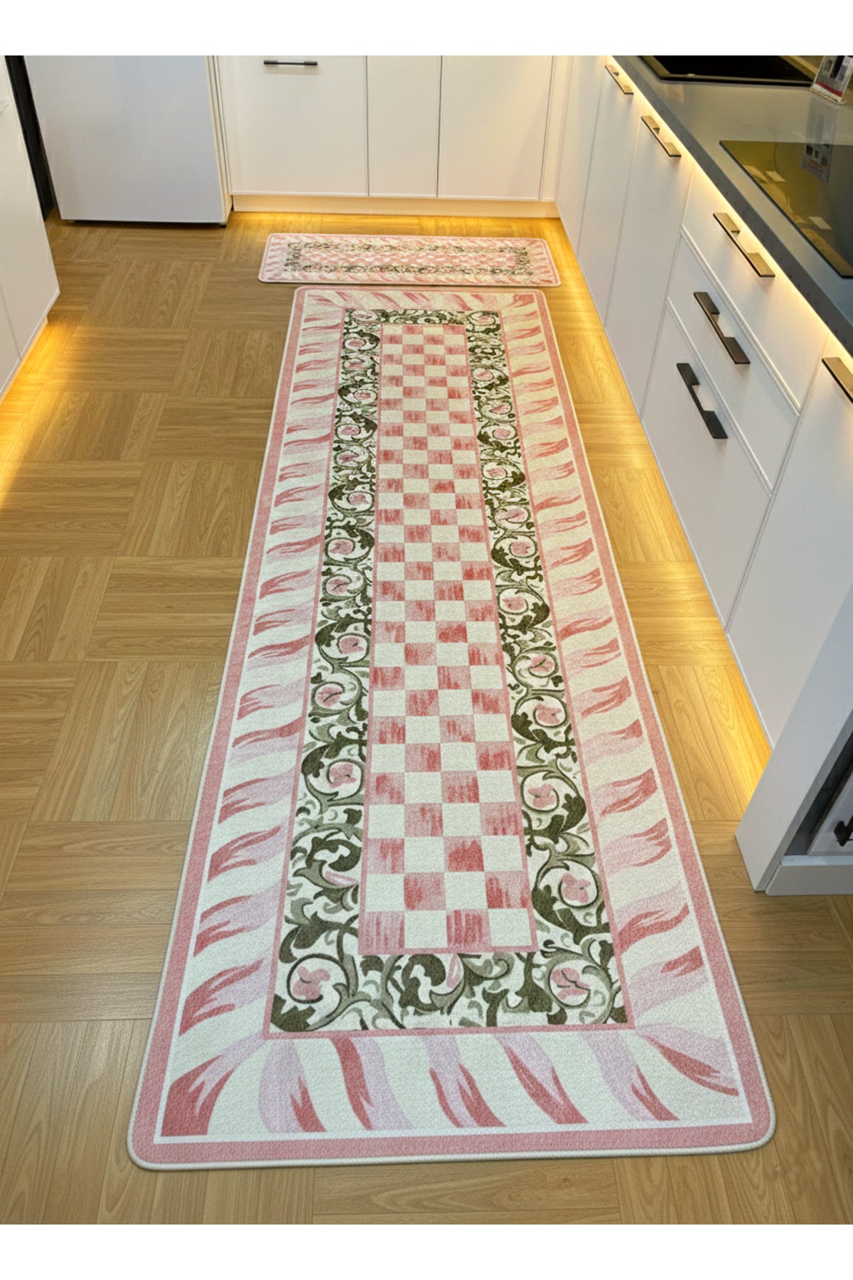 Pink - Mackenzie Style Checkered Kitchen Entryway Runner Rug