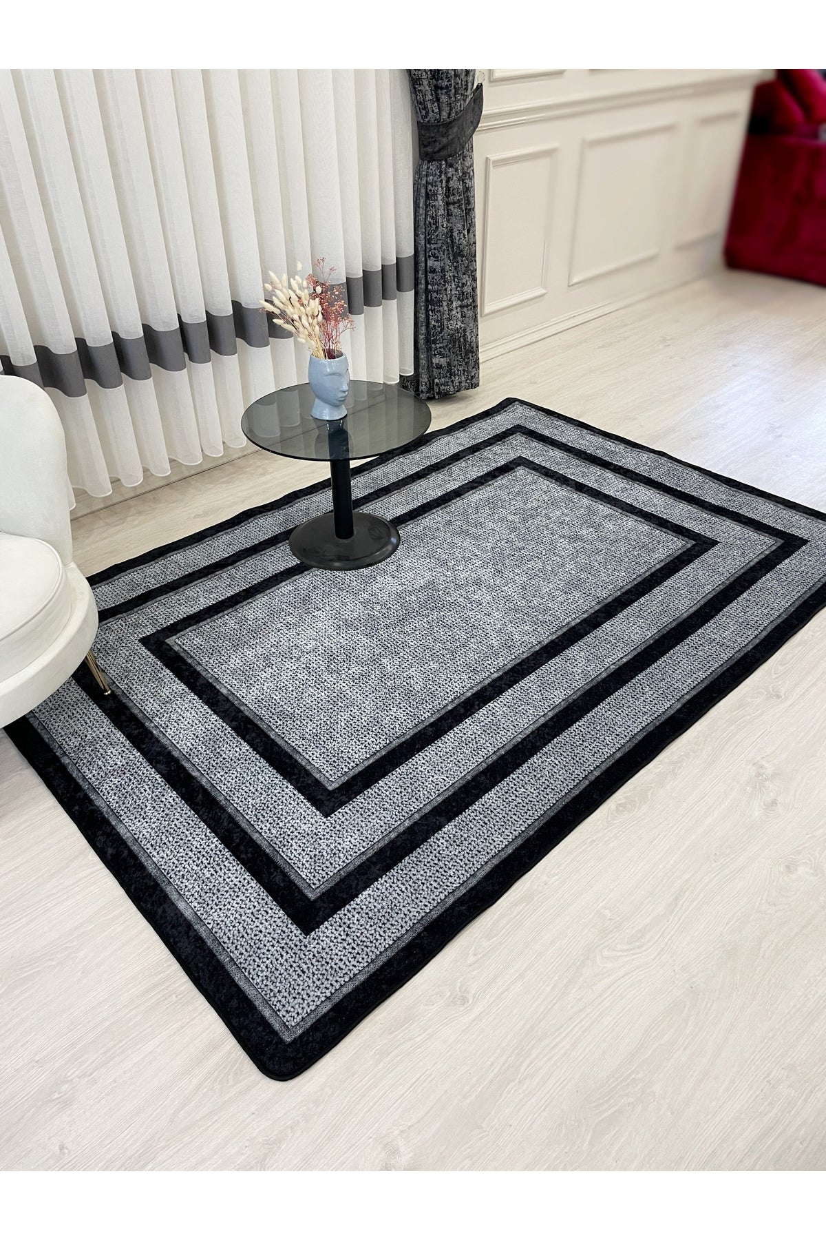 Jute Sisal Bordered Look Decorative Rug - Brown - Black