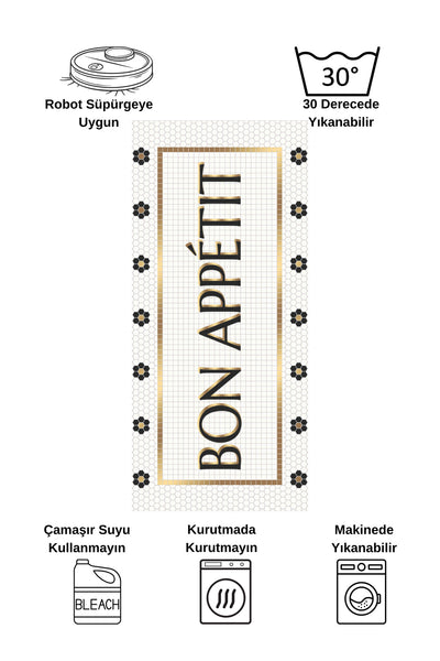 Bon Appetit Honeycomb Ecru Kitchen Runner Rug