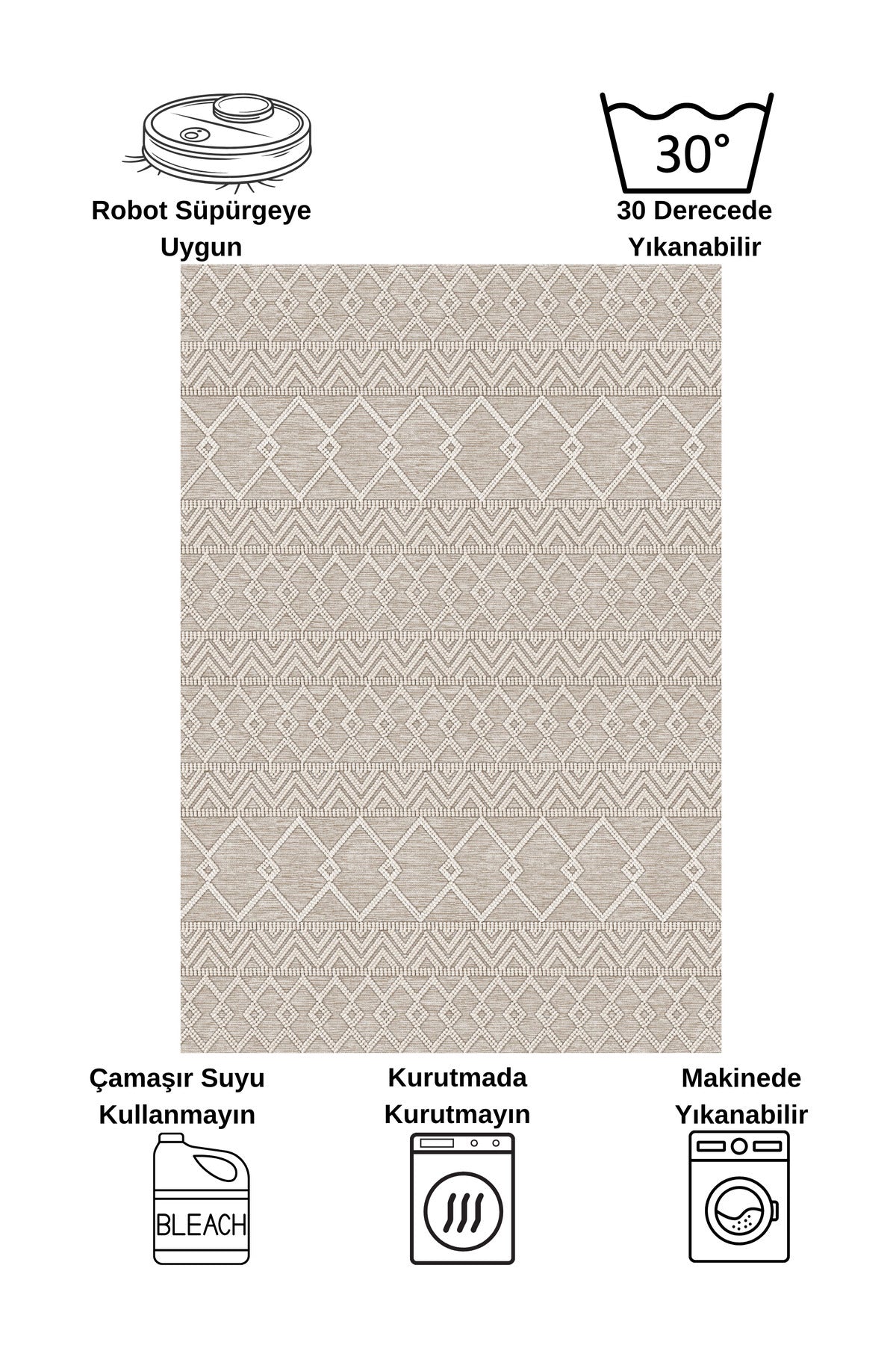 Gray Black Scandinavian Style Kilim Pattern Runner Latex Rug