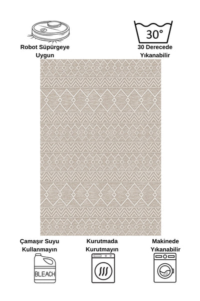 Gray Black Scandinavian Style Kilim Pattern Runner Latex Rug