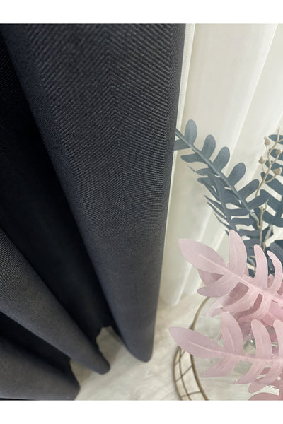 Heathered Milky Brown Linen-Look 1/3 Dense Pleated Blackout Curtain