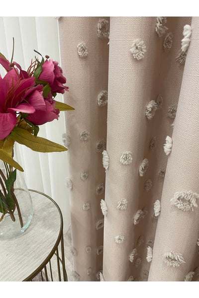 Blue Children's Room Pompom Puffy Blackout Curtain 1/3 Dense Pleating