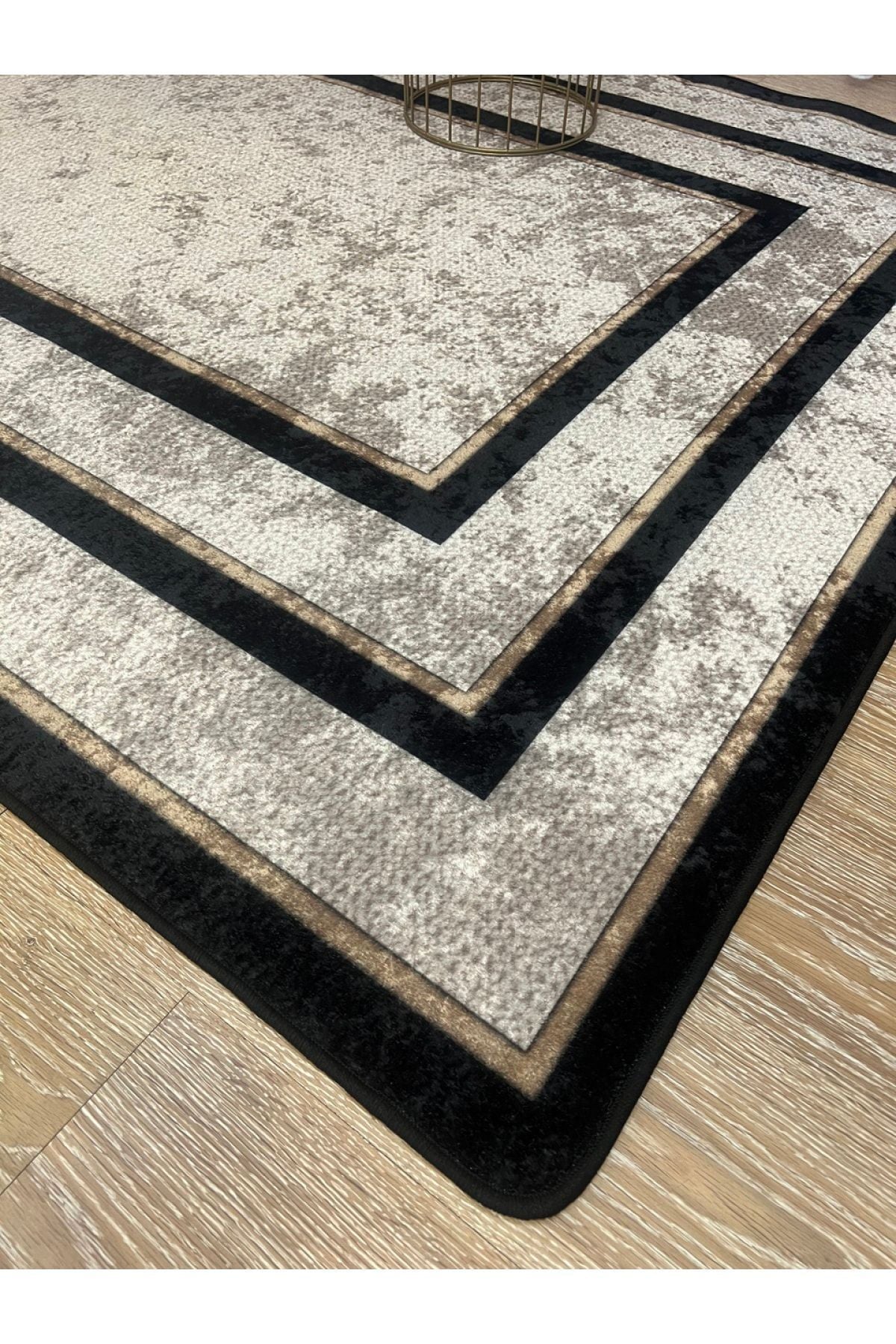 Jute Sisal Bordered Look Decorative Rug - Brown - Black