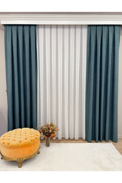 Jacquard Pattern on Blackout 1/2.50 Standard Pleated Blackout Curtain Dark Gray - Smoke