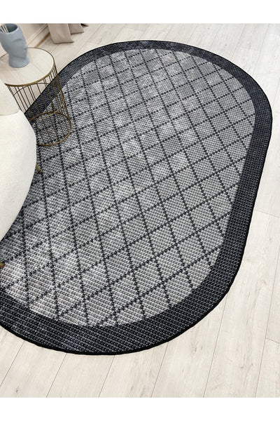 GREEN-BROWN Jute Sisal Look Bordered Non-Slip Base Runner Rug