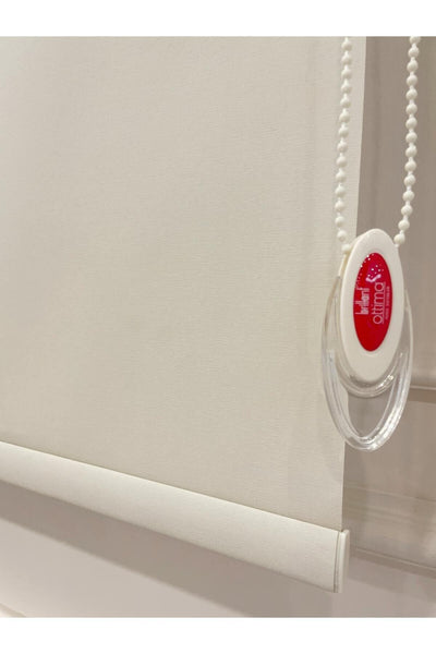 Cream Color Linen-Look Thick Fabric Roller Shade Modern Curtain