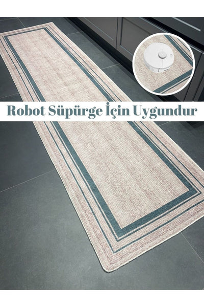 Jute-Pattern Kitchen Rug, Woven-Base Flat Rug