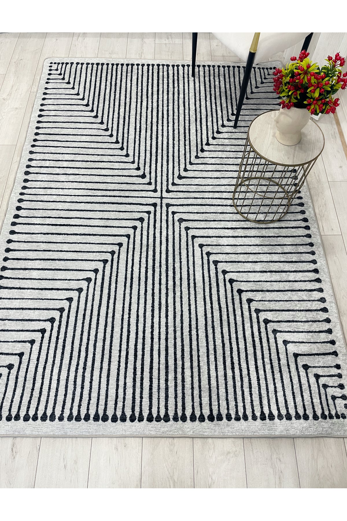 Terracotta Color Chenille-Look Design Runner Kitchen Rug