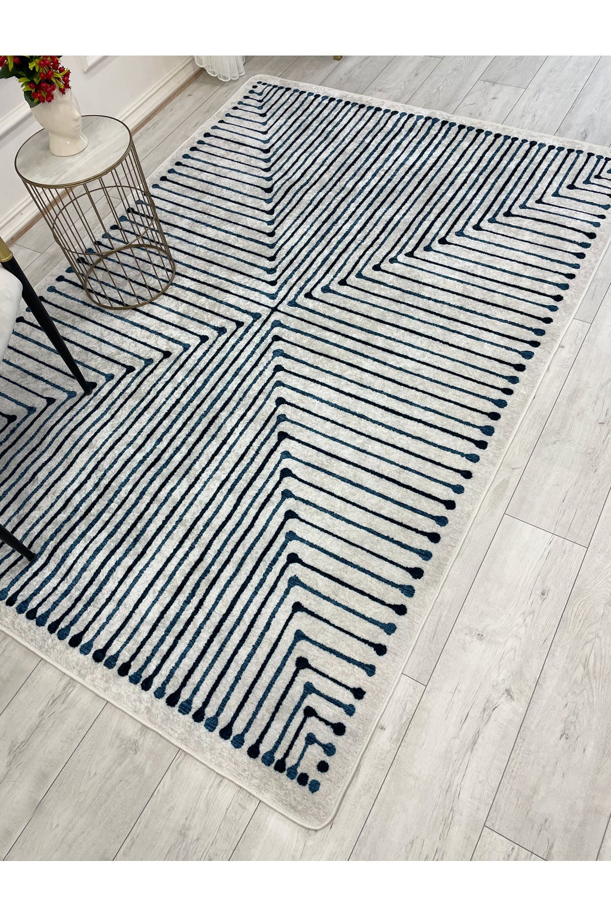 Terracotta Color Chenille-Look Design Runner Kitchen Rug