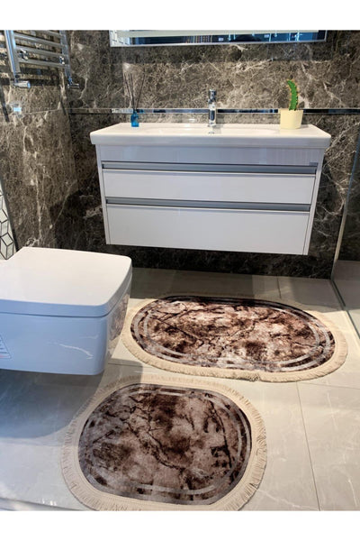 Latex Base Waterproof Bath Mat Set Size (60X100 - 60X50)